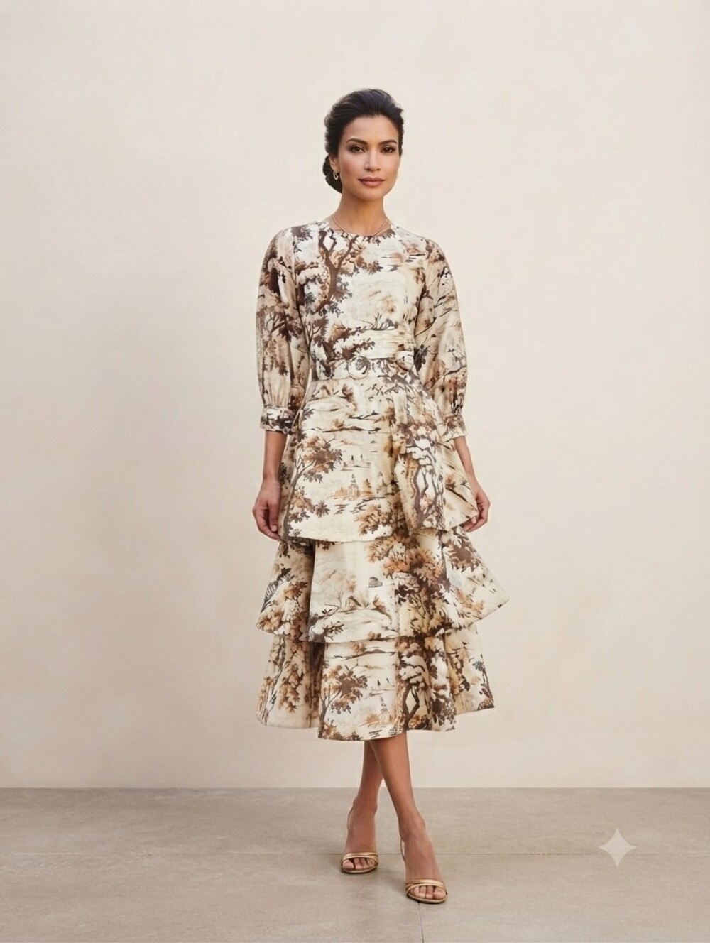 Mestiza Rhonda  Midi Convertable Dress in Cream and Brown